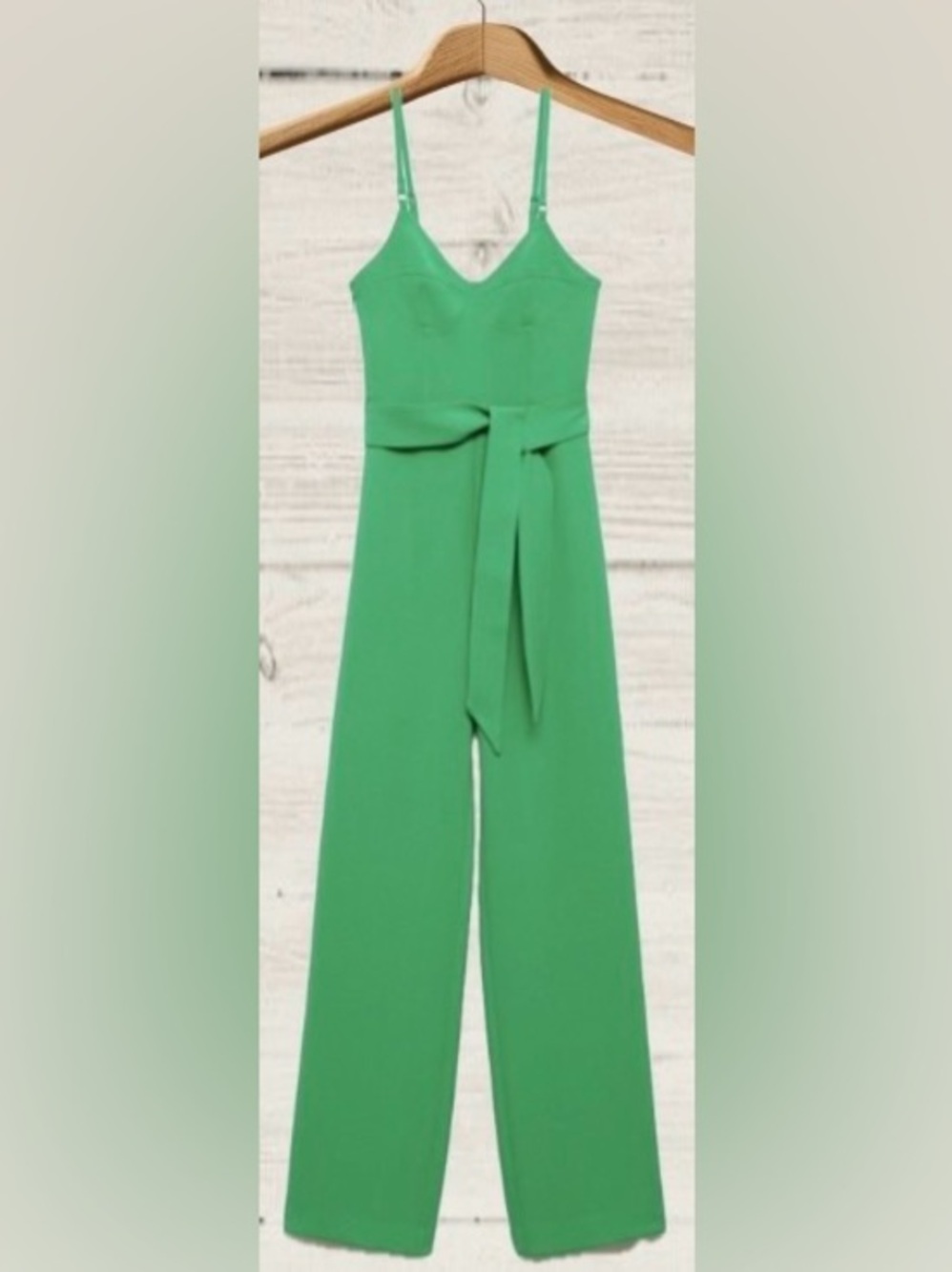 Mango Vibrant Green Bow Tie Jumpsuit Size M